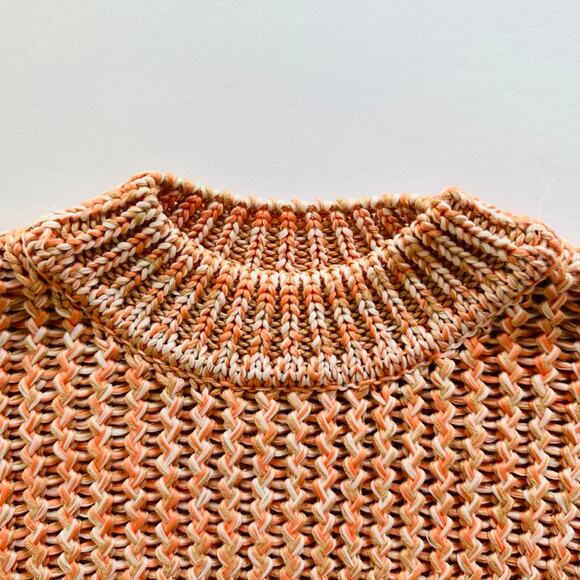 H&M Chunky Knit Sweater Size Small Peach Cream Wool Blend Cottage Cute Comfort - Picture 3 of 9